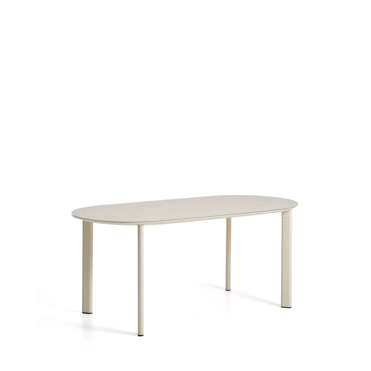 Ovaler Tisch Erice aus Aluminium und gehärtetem Glas in Ecru 180 x 90 cm von Kave Home – Bild 3