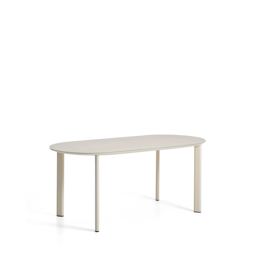 Ovaler Tisch Erice aus Aluminium und gehärtetem Glas in Ecru 180 x 90 cm von Kave Home – Bild 3
