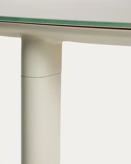 Ovaler Tisch Erice aus Aluminium und gehärtetem Glas in Ecru 180 x 90 cm von Kave Home – Bild 5