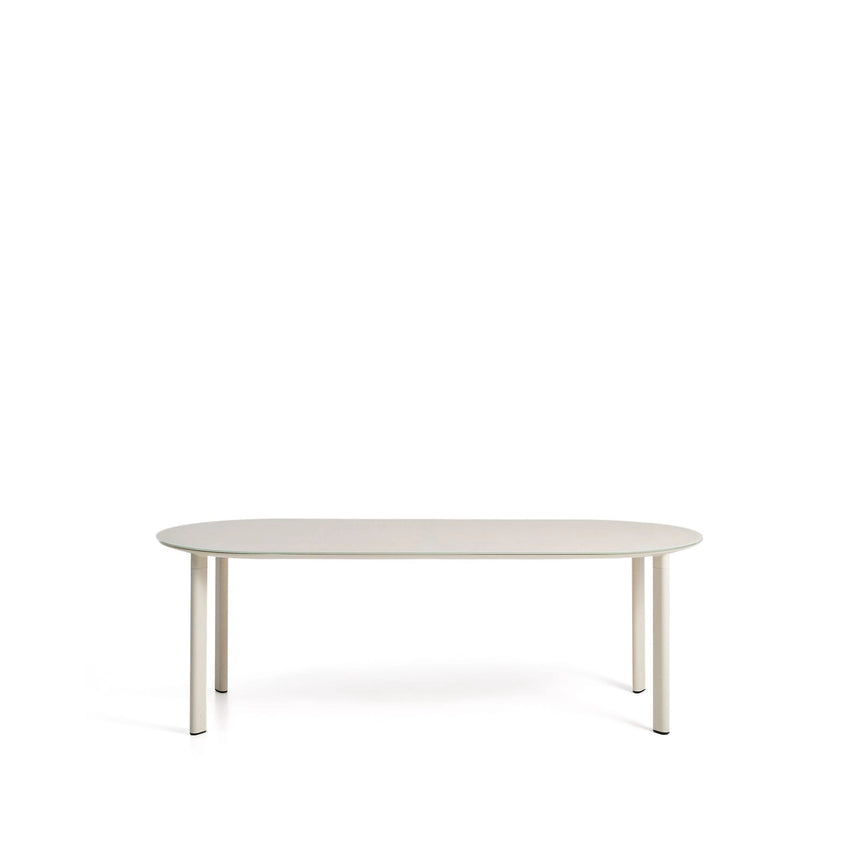 Ovaler Tisch Erice aus Aluminium und gehärtetem Glas in Ecru 230 x 100 cm von Kave Home – Bild 1