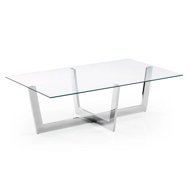Plam Couchtisch Glas transparent und Stahlstruktur mit Chrom-Finish 120 x 70 cm von Kave Home – Bild 1