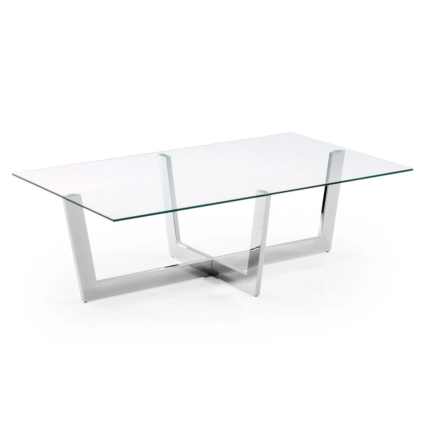Plam Couchtisch Glas transparent und Stahlstruktur mit Chrom-Finish 120 x 70 cm von Kave Home – Bild 1
