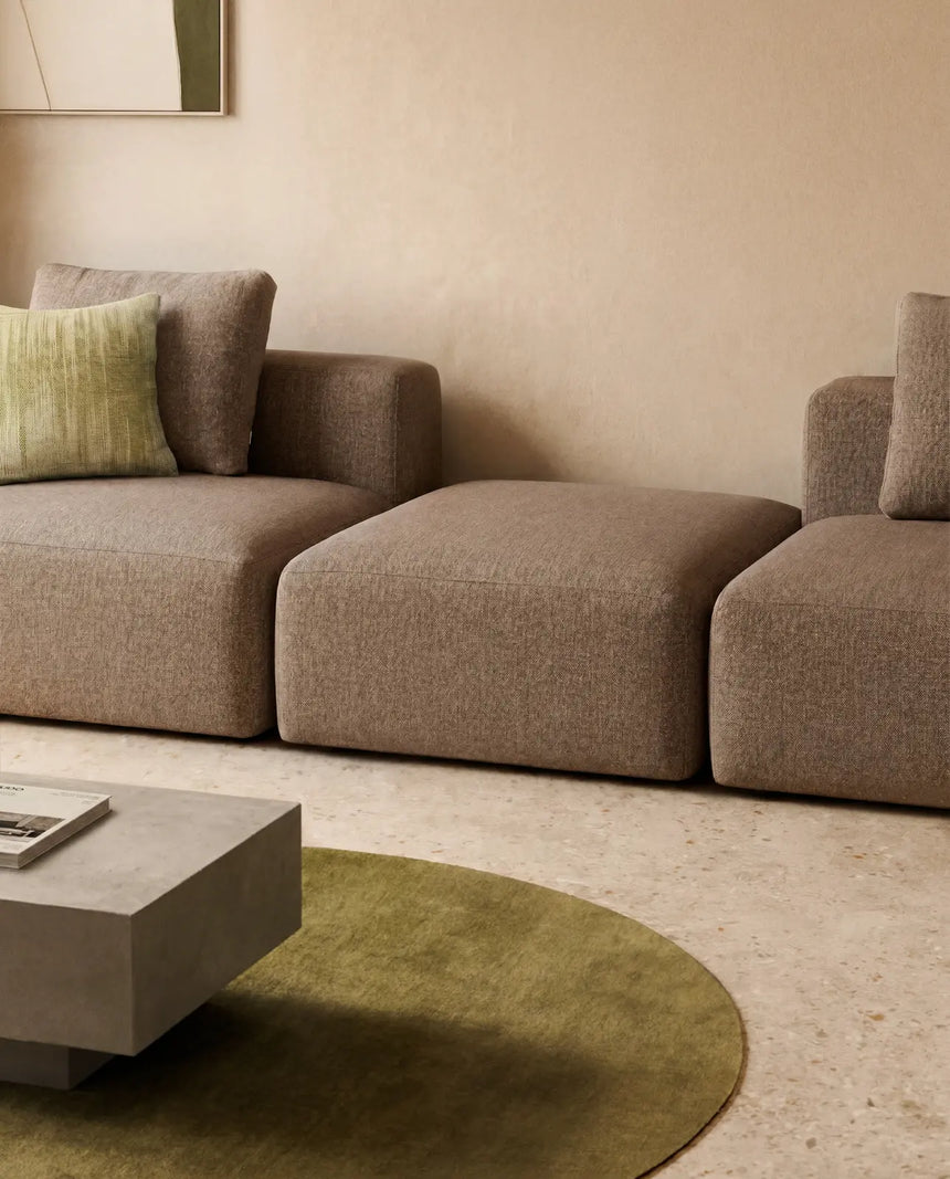 Pouf-Randmodul Blok in brauner Chenille, 90 x 104 cm, FSC Mix Credit von Kave Home – Bild 2