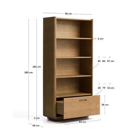 Regal Arelida aus Furnier sowie Massivholz aus Eiche mit hellbraunem Finish 90 x 185 cm von Kave Home – Bild 5