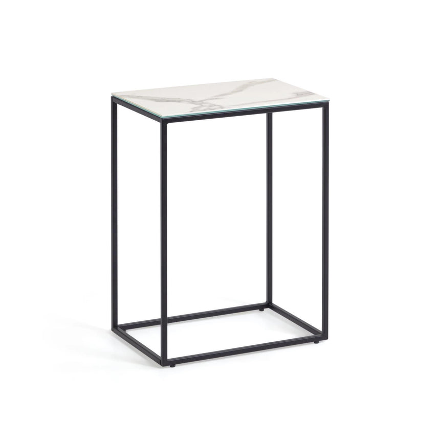 Rewena Beistelltisch Feinsteinzeugplatte Kalos Weiß Finish 45 x 30 cm von Kave Home – Bild 1