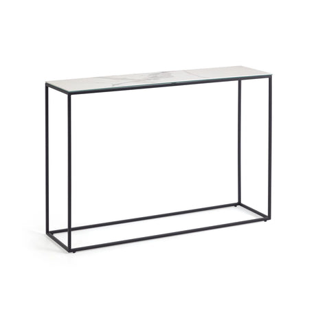 Rewena Konsolentisch Feinsteinzeug mit Kalos Weiß Finish und Stahlgestell 110 x 75 cm von Kave Home – Bild 1