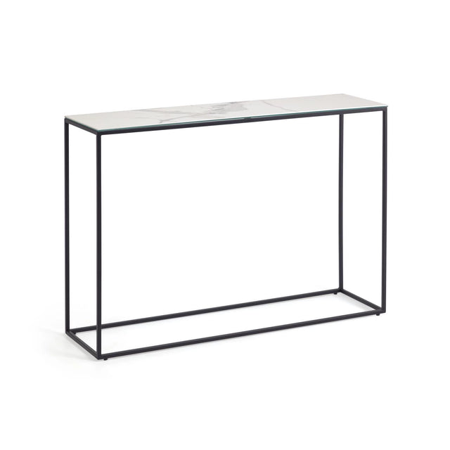 Rewena Konsolentisch Feinsteinzeug mit Kalos Weiß Finish und Stahlgestell 110 x 75 cm von Kave Home – Bild 1