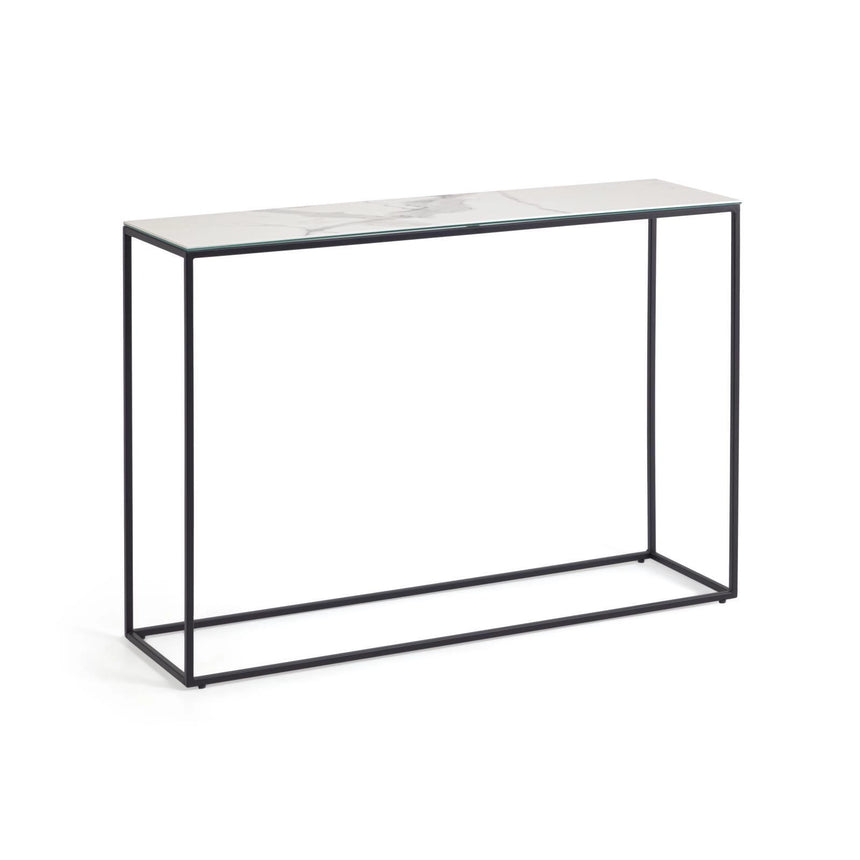 Rewena Konsolentisch Feinsteinzeug mit Kalos Weiß Finish und Stahlgestell 110 x 75 cm von Kave Home – Bild 1
