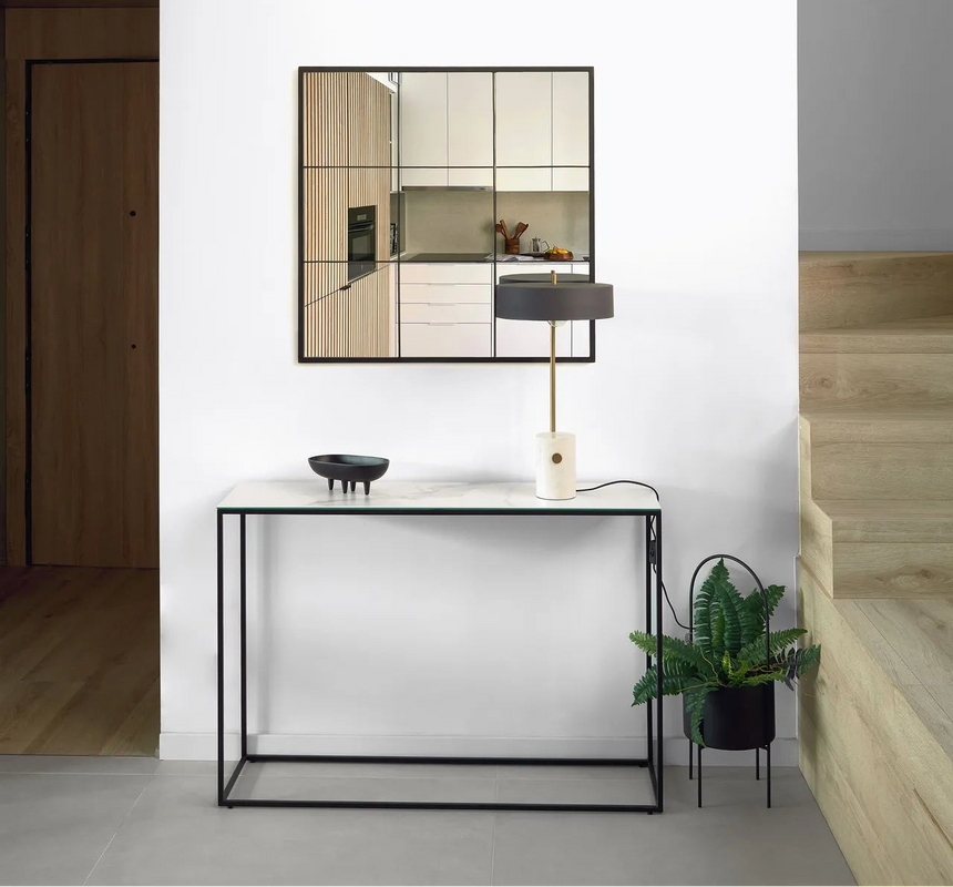 Rewena Konsolentisch Feinsteinzeug mit Kalos Weiß Finish und Stahlgestell 110 x 75 cm von Kave Home – Bild 2