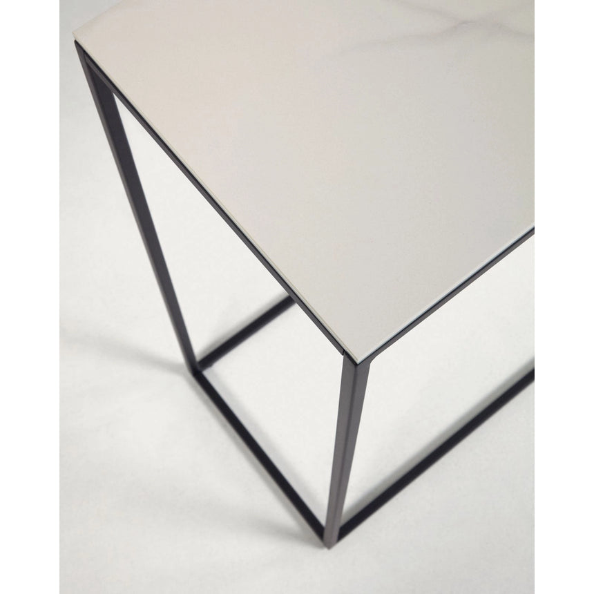 Rewena Konsolentisch Feinsteinzeug mit Kalos Weiß Finish und Stahlgestell 110 x 75 cm von Kave Home – Bild 5