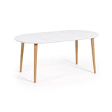 Runder Ausziehtisch Oqui MDF weiße Lackierung Beine aus massiver Buche 90 (170) x 90 cm von Kave Home – Bild 7