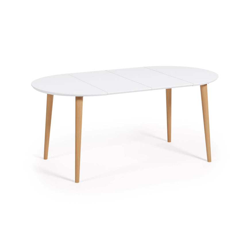 Runder Ausziehtisch Oqui MDF weiße Lackierung Beine aus massiver Buche 90 (170) x 90 cm von Kave Home – Bild 7