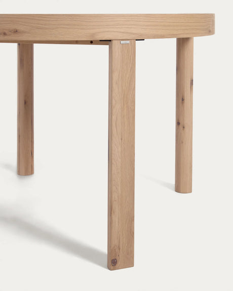 Runder Ausziehtisch aus Eichenfurnier und Beine in Massivholz Ø120(170) x 120 cm von Kave Home – Produktbild 1