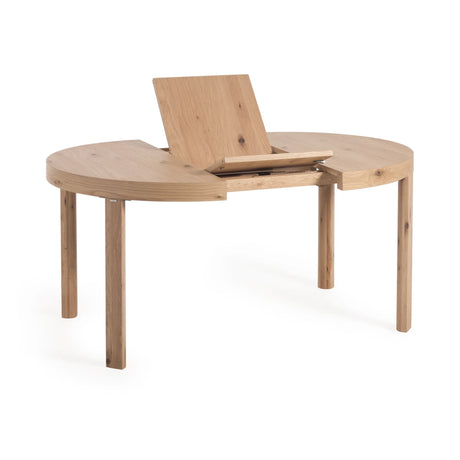 Runder Ausziehtisch aus Eichenfurnier und Beine in Massivholz Ø120(170) x 120 cm von Kave Home – Produktbild 14