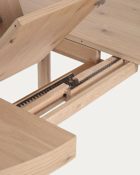 Runder Ausziehtisch aus Eichenfurnier und Beine in Massivholz Ø120(170) x 120 cm von Kave Home – Produktbild 5