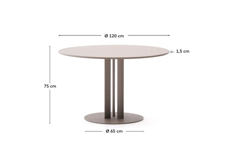 Runder Outdoor-Tisch Sedalis aus Stahl mit taupefarbener Tischplatte aus Aluminium Ø120 cm von Kave Home – Produktbild 4
