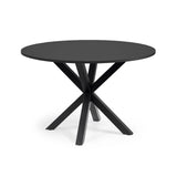 Runder Tisch Argo aus schwarz lackiertem MDF mit schwarz lackierten Stahlbeinen Ø 120 cm von Kave Home – Bild 1