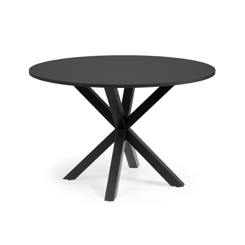 Runder Tisch Argo aus schwarz lackiertem MDF mit schwarz lackierten Stahlbeinen Ø 120 cm von Kave Home – Bild 1