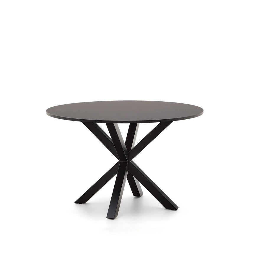 Runder Tisch Argo aus schwarz lackiertem MDF mit schwarz lackierten Stahlbeinen Ø 120 cm von Kave Home – Bild 5