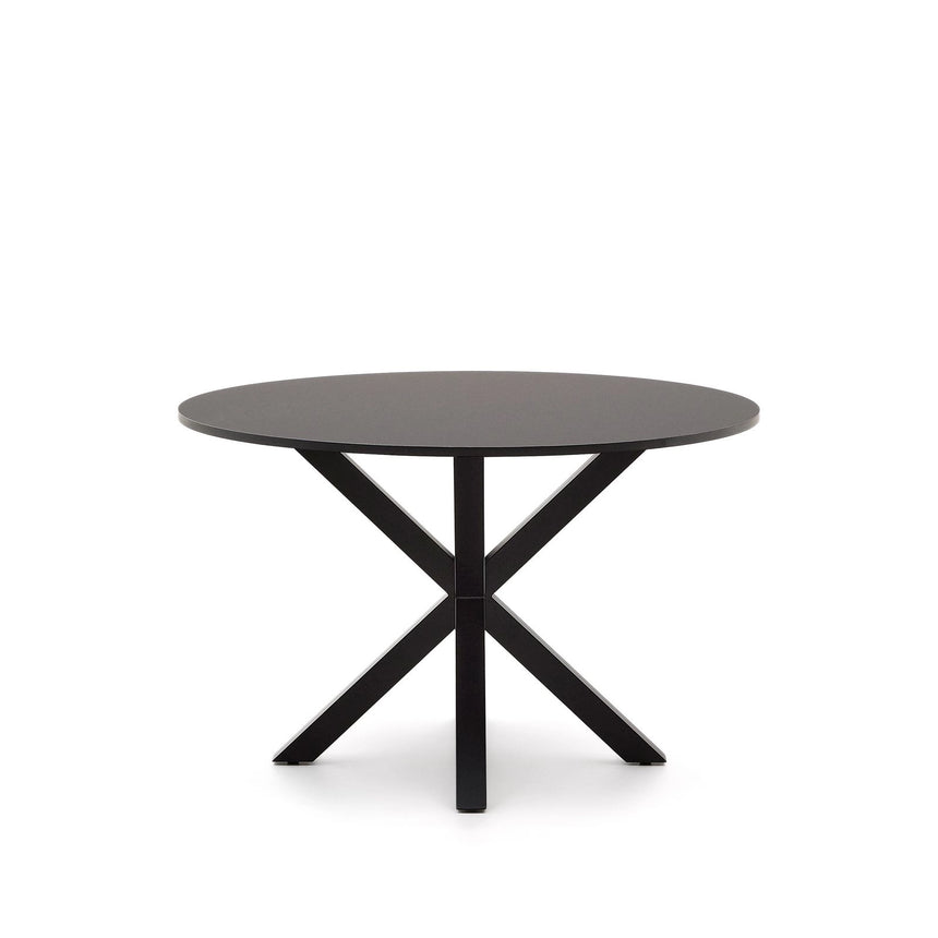 Runder Tisch Argo aus schwarz lackiertem MDF mit schwarz lackierten Stahlbeinen Ø 120 cm von Kave Home – Bild 6
