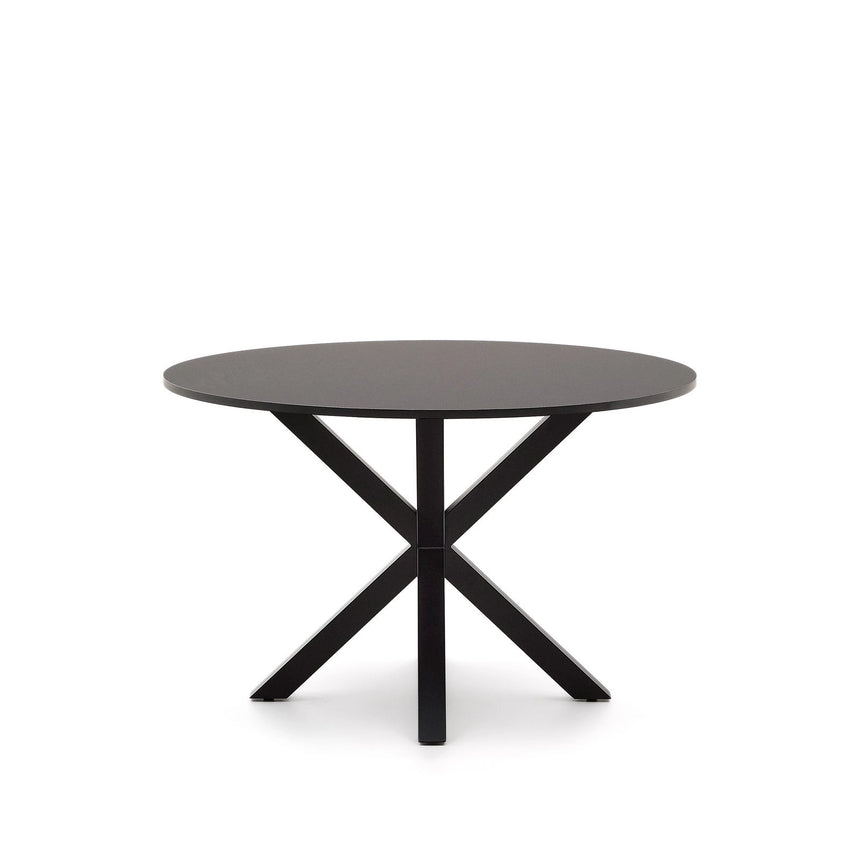 Runder Tisch Argo aus schwarz lackiertem MDF mit schwarz lackierten Stahlbeinen Ø 120 cm von Kave Home – Bild 7