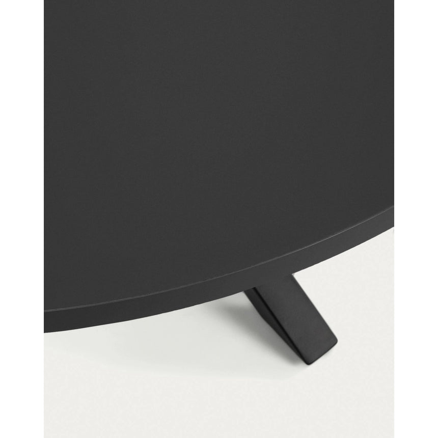 Runder Tisch Argo aus schwarz lackiertem MDF mit schwarz lackierten Stahlbeinen Ø 120 cm von Kave Home – Bild 8