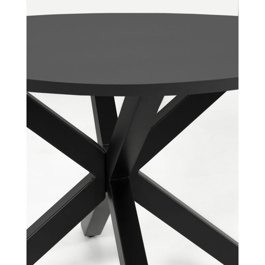 Runder Tisch Argo aus schwarz lackiertem MDF mit schwarz lackierten Stahlbeinen Ø 120 cm von Kave Home – Bild 9