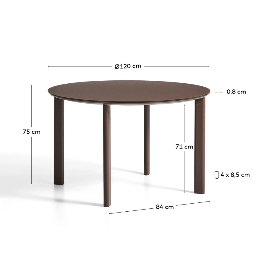 Runder Tisch Erice aus Aluminium und gehärtetem Glas in Braun Ø120 cm von Kave Home – Bild 5