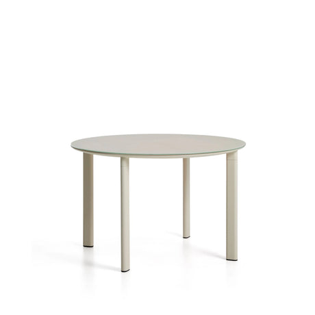 Runder Tisch Erice aus Aluminium und gehärtetem Glas in Ecru Ø120 cm von Kave Home – Bild 1