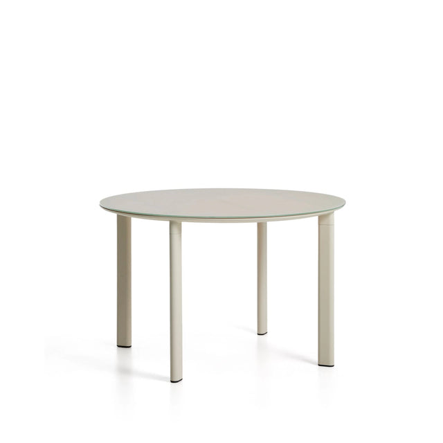 Runder Tisch Erice aus Aluminium und gehärtetem Glas in Ecru Ø120 cm von Kave Home – Bild 1