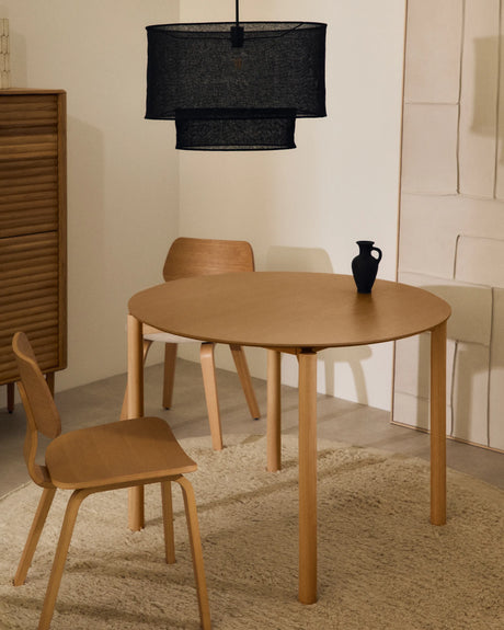 Runder Tisch Indara aus Eschefurnier und massivem Kautschukholz mit naturfarbenem Finish Ø110 cm von Kave Home – Produktbild 6