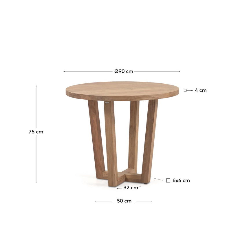 Runder Tisch Nahla aus massivem Akazienholz mit natürlichem Finish, Ø 90 cm, FSC 100 % von Kave Home – Bild 4