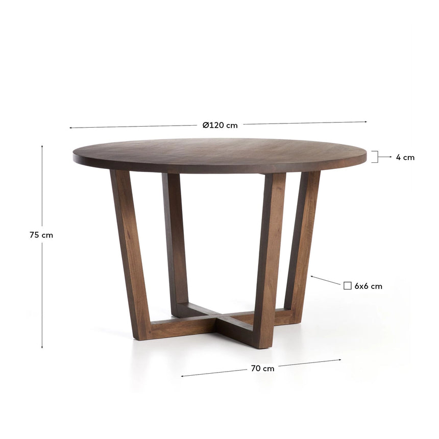 Runder Tisch Nahla aus massivem Mangoholz mit Nussbaumfinish, Ø 120 cm, FSC 100 % von Kave Home – Bild 2