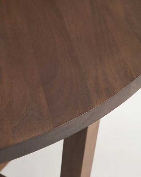 Runder Tisch Nahla aus massivem Mangoholz mit Nussbaumfinish, Ø 90 cm, FSC 100 % - ZEN ZONE Furniture