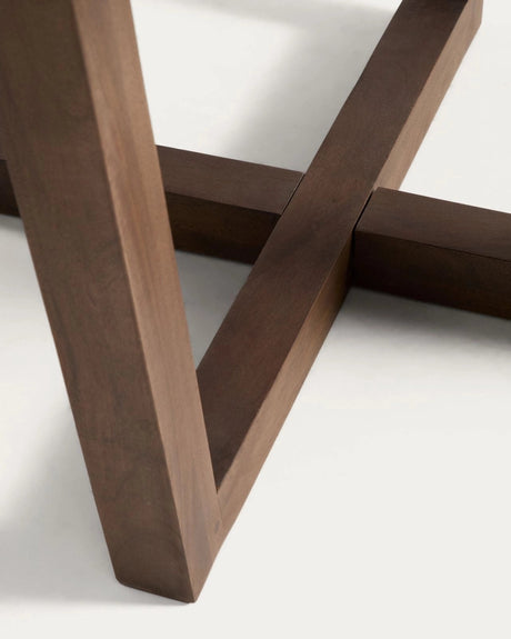 Runder Tisch Nahla aus massivem Mangoholz mit Nussbaumfinish, Ø 90 cm, FSC 100 % - ZEN ZONE Furniture