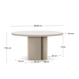 Runder Tisch Nealy aus lackiertem Holz mit eierschalfarbenem Finish Ø 150 cm von Kave Home – Bild 4