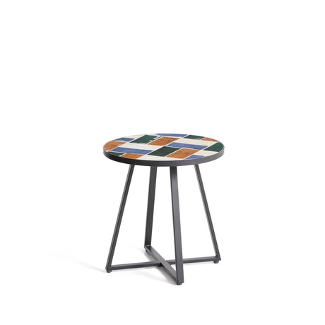 Runder Tisch Tella mit grün verzinktem Stahl und mehrfarbigen Fliesen, Ø 45 cm von Kave Home – Bild 5