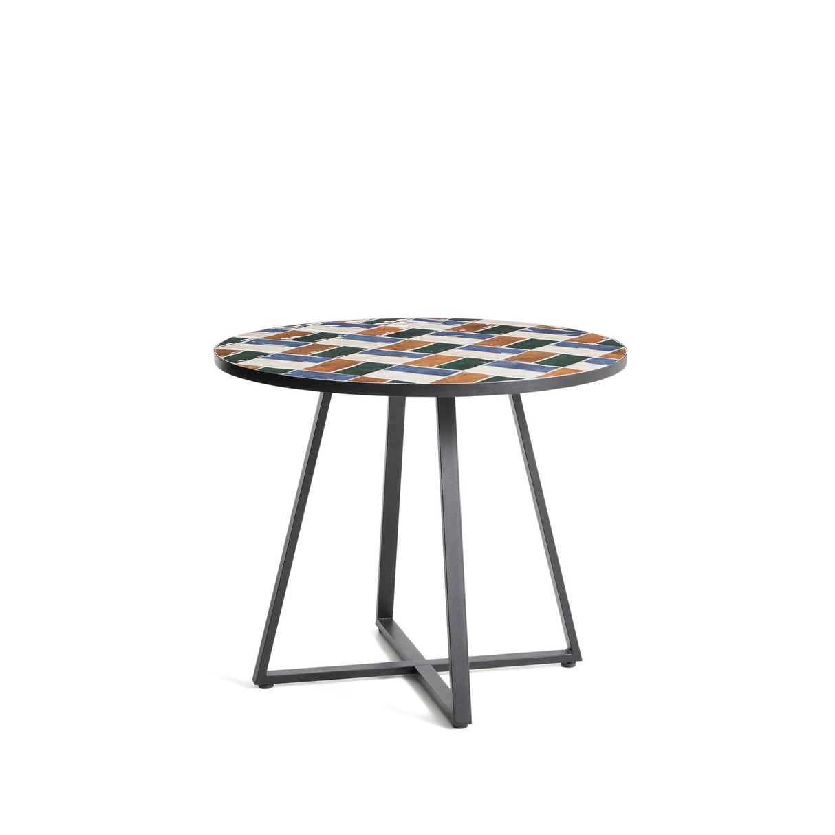 Runder Tisch Tella mit grün verzinktem Stahl und mehrfarbigen Fliesen, Ø 90 cm von Kave Home – Bild 5