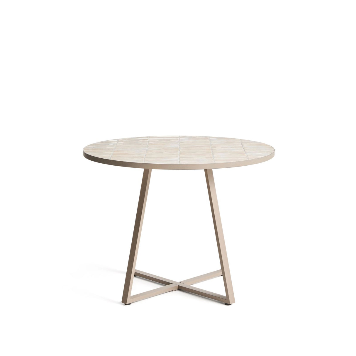 Runder Tisch Tella mit verzinktem Stahl und beigen Fliesen, Ø 120 cm von Kave Home – Bild 1