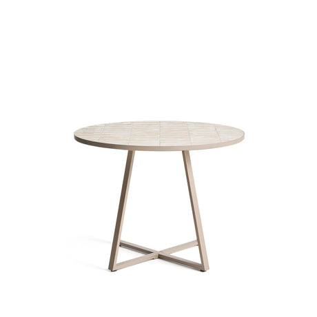 Runder Tisch Tella mit verzinktem Stahl und beigen Fliesen, Ø 120 cm von Kave Home – Bild 1