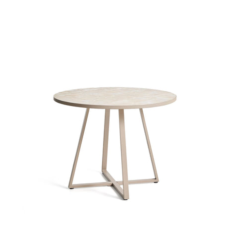 Runder Tisch Tella mit verzinktem Stahl und beigen Fliesen, Ø 120 cm von Kave Home – Bild 2