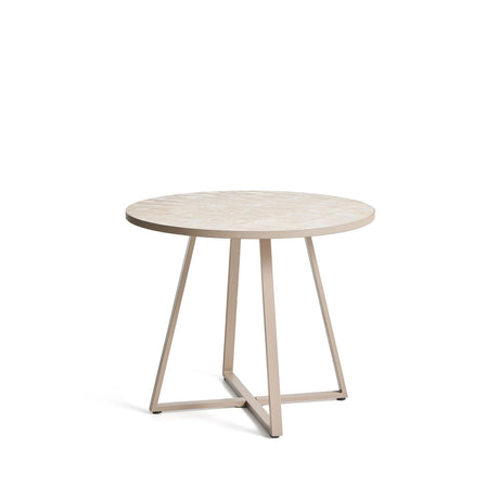 Runder Tisch Tella mit verzinktem Stahl und beigen Fliesen, Ø 90 cm von Kave Home – Bild 5