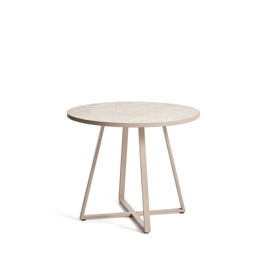 Runder Tisch Tella mit verzinktem Stahl und beigen Fliesen, Ø 90 cm von Kave Home – Bild 5