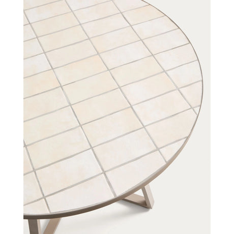 Runder Tisch Tella mit verzinktem Stahl und beigen Fliesen, Ø 90 cm von Kave Home – Bild 6