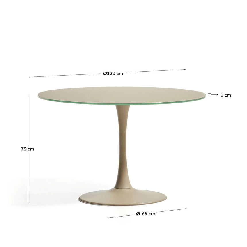 Runder Tisch Vedira aus Glas und taupefarbenem Stahl Ø 120 cm von Kave Home – Bild 3