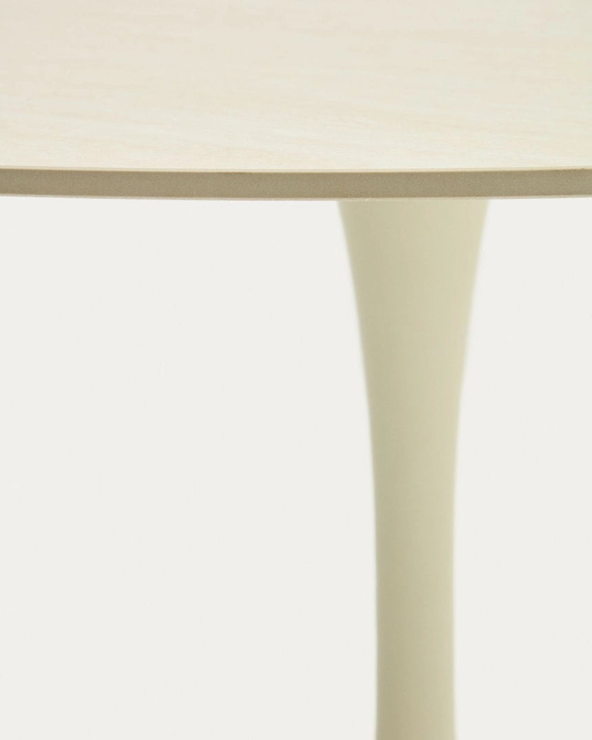 Runder Tisch Vedira aus ecrufarbener Keramik und beigem Stahl Ø 90 cm von Kave Home – Bild 5