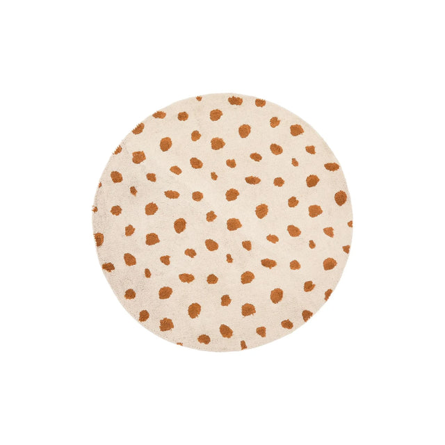Runder beigefarbener Baumwollteppich Tandani mit Gepardendesign in Orange, Ø 100 cm von Kave Home – Bild 1