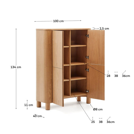 Salaya Highboard aus Eschenfurnierholz FSC Mix Credit 100 x 134 cm von Kave Home – Bild 3