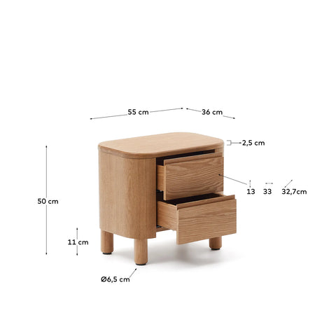 Salaya Nachttisch aus Eschenfurnier 55 x 50 cm von Kave Home – Produktbild 4