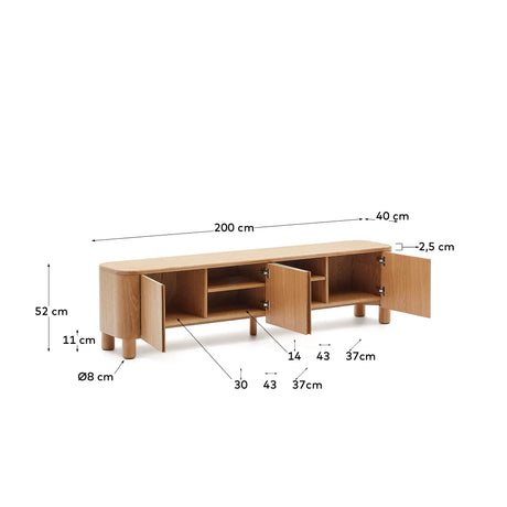 Salaya TV-Möbel aus Eschenfurnierholz 200 x 52 cm von Kave Home – Produktbild 6